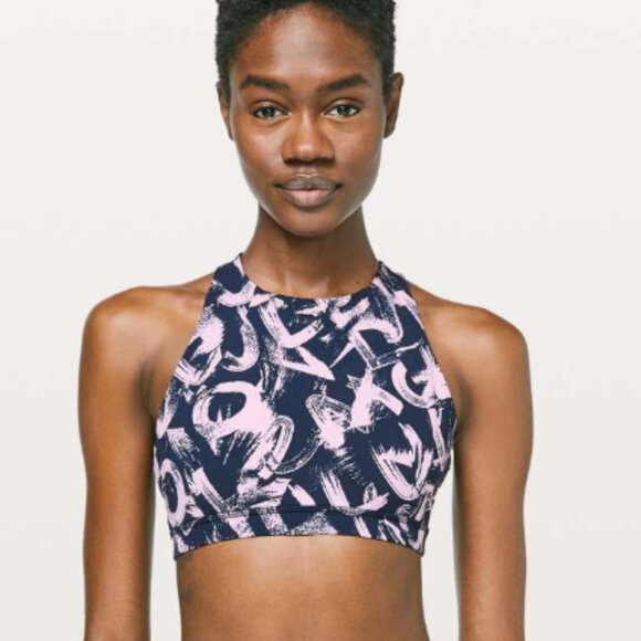 Lululemon Free To Be Serene Bra *High Neck Graffiti Pop Antoinette True Navy - Picture 1 of 6